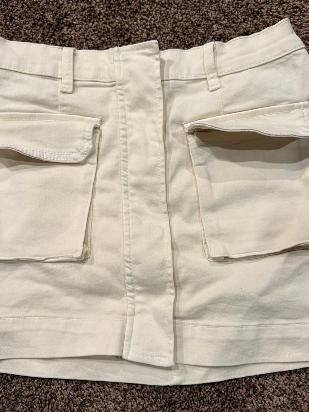 Women’s Cream Mini Skirt with Cargo Pockets